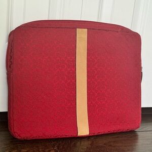 Coach Red and Tan Laptop Bag with Modern Minimalist Design